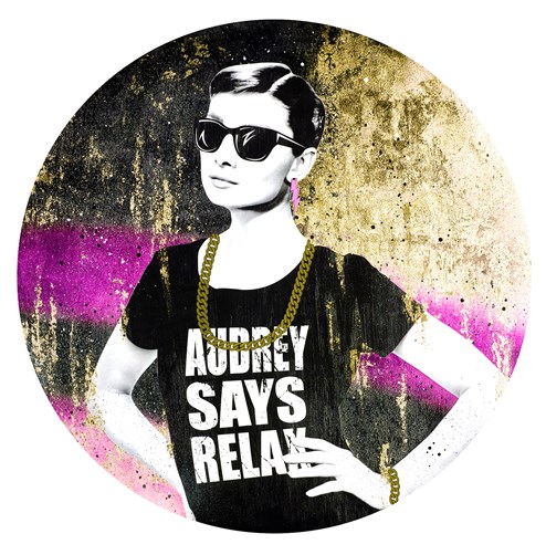 Audrey Says Relax I by Mr. Sly - Original Glazed Mixed Media on Board